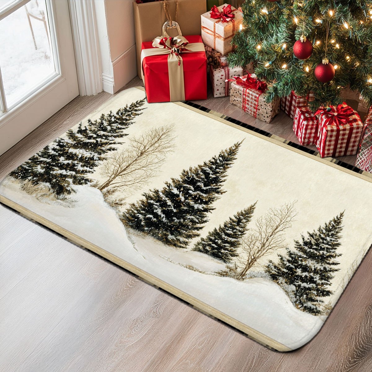 Hunting Outdoor Rug - Paillasson de Noël antidérapant et lavable,