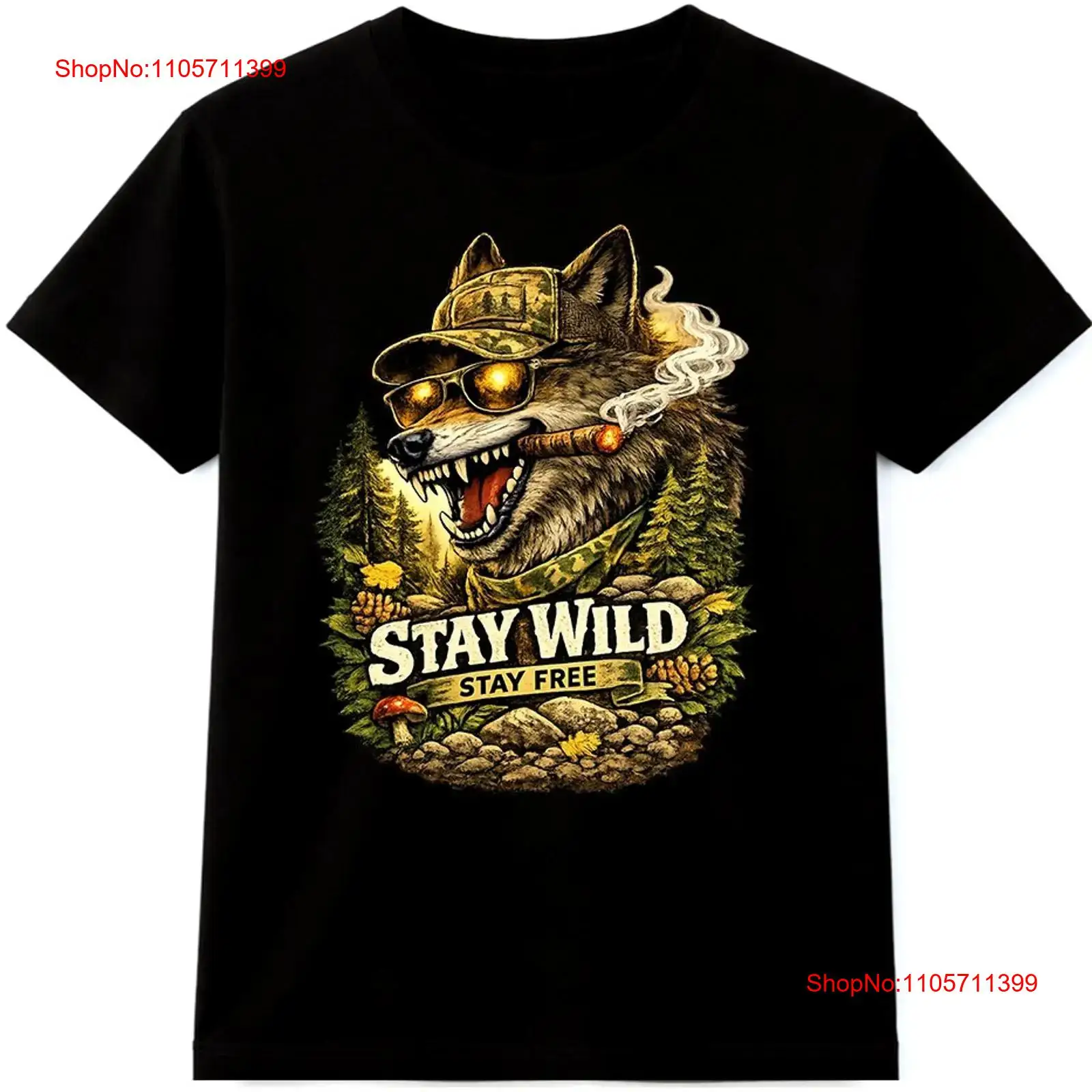 T-shirt Wolf Stay Wild Free, v - Wildman Hunting & Outdoor Robertson avis et prix